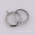 Latest fashion design large silver round glass memory charms locket jewlery